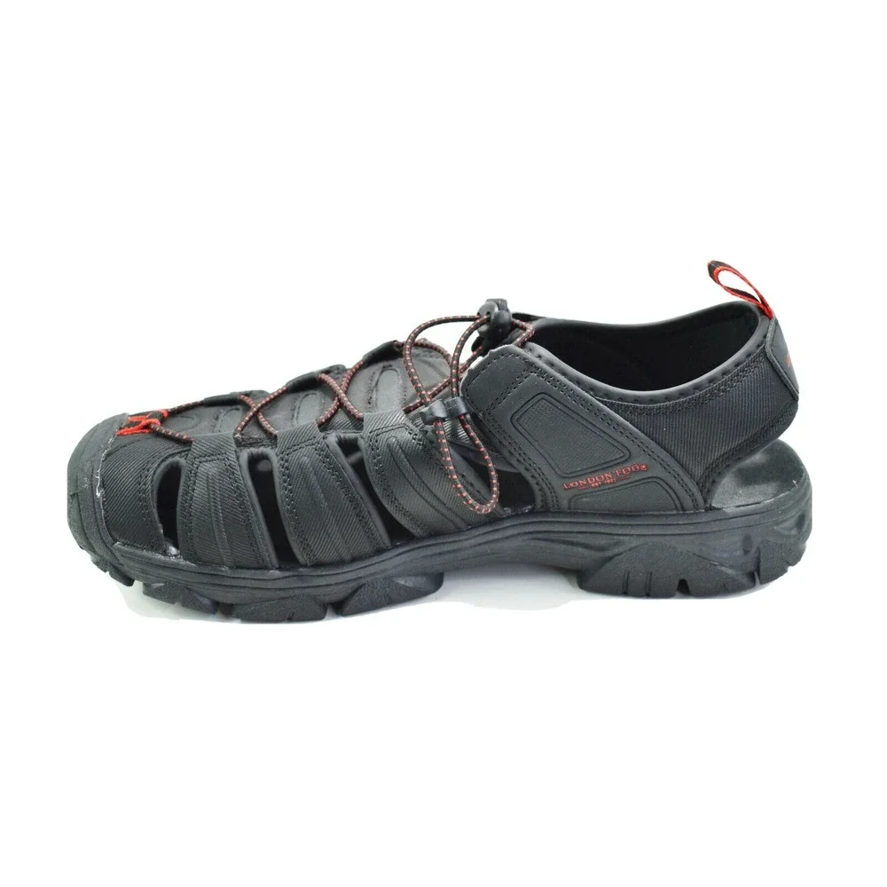 London Fog Dover Mens Black Red Fisherman Sport Sandals Size 11‎ M New